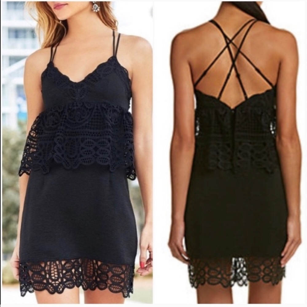 NWT Gianni Bini Monica Black Peplum & Lace dress